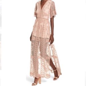 Dusty rose lace over romper